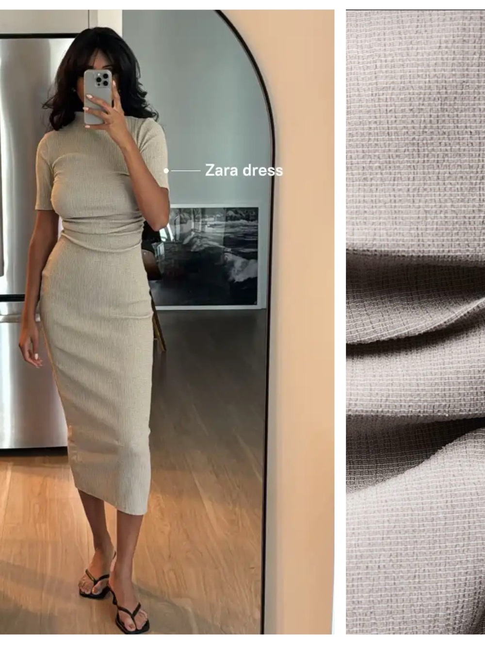 Bloggers Fave! Zara Neutral Ribbed Textured Midi Dress - Light Taupe